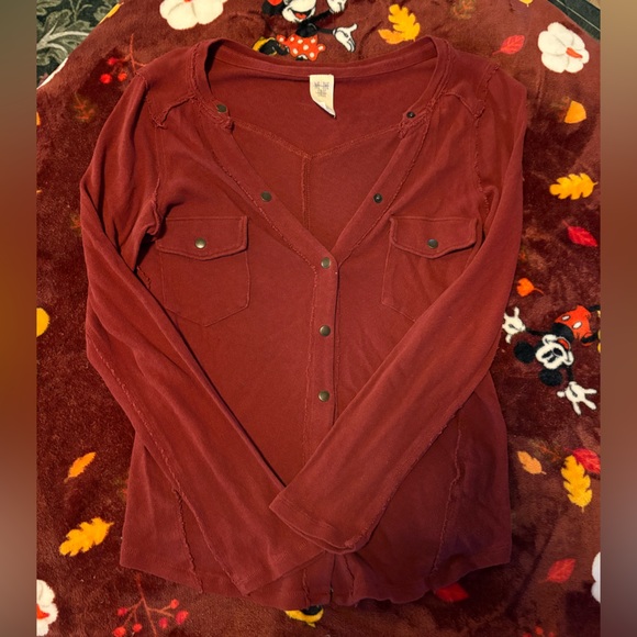 We The Free Burgundy Knit Top - Picture 4 of 4